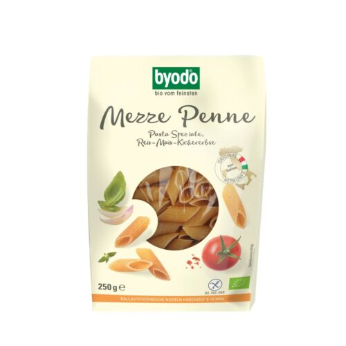 Byodo Bio Penne, rizs-kukorica-csicseriborsó tészta  - gluténmentes 250g
