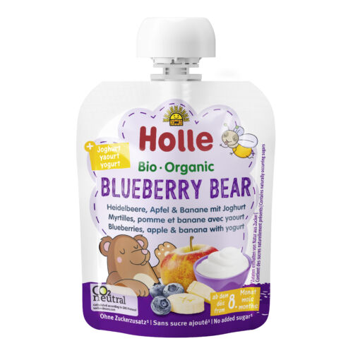 Holle Bio Blueberry Bear - Tasak áfonya, alma-banán joghurttal 85 g