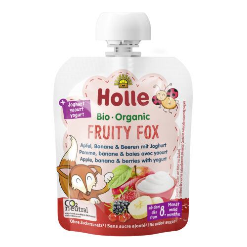 Holle Bio Fruity Fox - Tasak alma, banán-bogyós gyümölcsök joghurttal 85 g