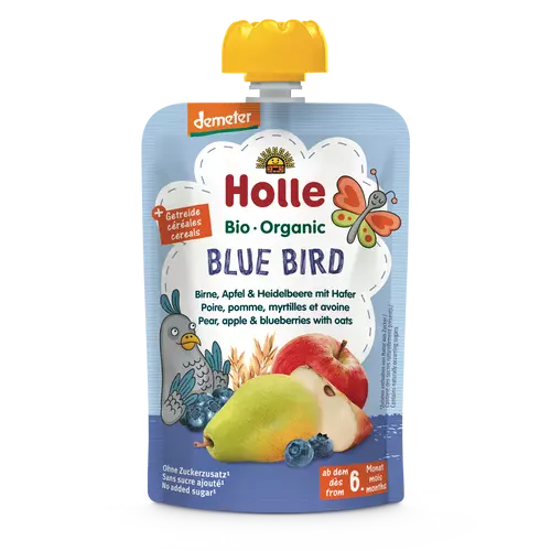 Holle Bio Blue Bird - Tasak körte, alma és áfonya zabbal