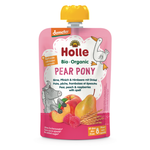 Holle Bio Pear Pony - Tasak körte, őszibarack, málna tönköllyel